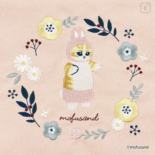 Japan Mofusand Embroidered Mini Tote Bag - Mofusand Botanical Rabbit Cat - 7