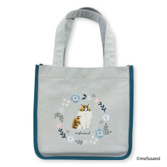 Japan Mofusand Embroidered Mini Tote Bag - Mofusand Botanical Long-haired Norwegian Forest Cat