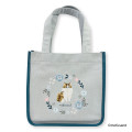 Japan Mofusand Embroidered Mini Tote Bag - Mofusand Botanical Long-haired Norwegian Forest Cat - 1
