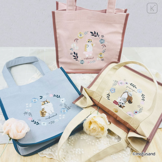 Japan Mofusand Embroidered Mini Tote Bag - Mofusand Botanical Long-haired Norwegian Forest Cat - 3
