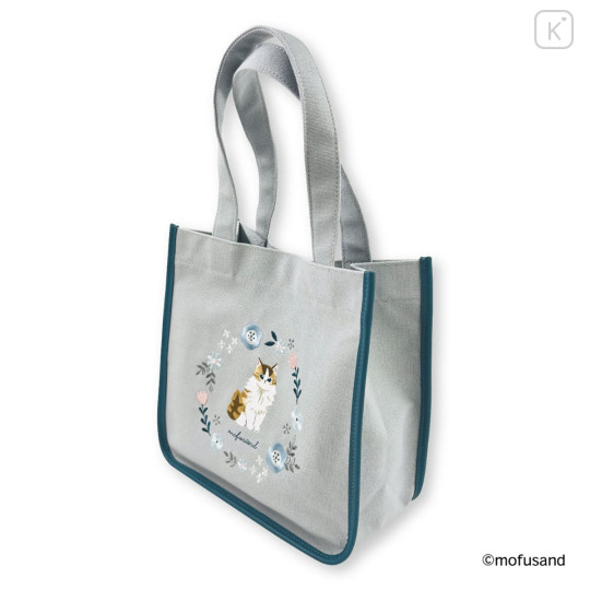 Japan Mofusand Embroidered Mini Tote Bag - Mofusand Botanical Long-haired Norwegian Forest Cat - 5