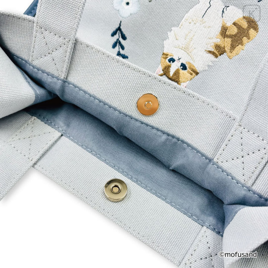 Japan Mofusand Embroidered Mini Tote Bag - Mofusand Botanical Long-haired Norwegian Forest Cat - 8