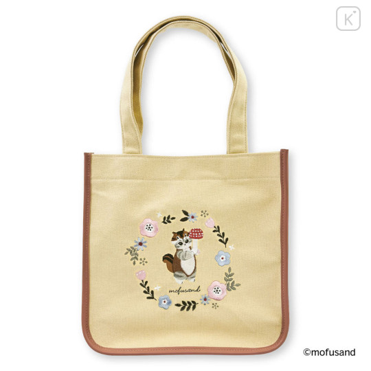 Japan Mofusand Embroidered Mini Tote Bag - Mofusand Botanical Squirrel Cat - 3
