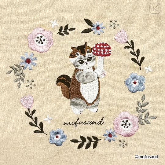 Japan Mofusand Embroidered Mini Tote Bag - Mofusand Botanical Squirrel Cat - 7