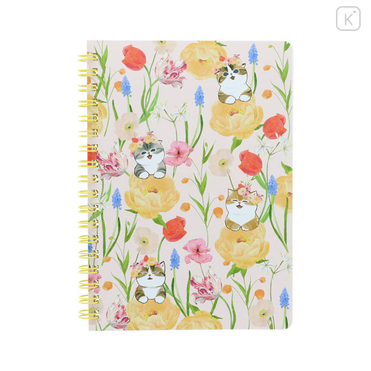 Japan Mofusand Hibiya Kadan B6 Ring Notebook - Flora Cat Bloom - 1