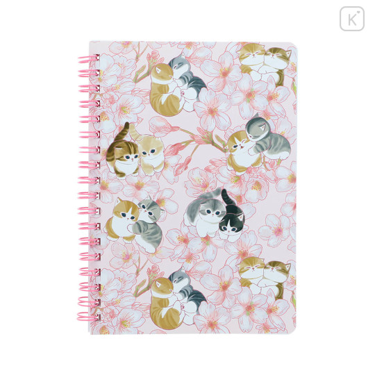 Japan Mofusand Hibiya Kadan B6 Ring Notebook - Sakura Flora Cat Cherry Blossom - 1