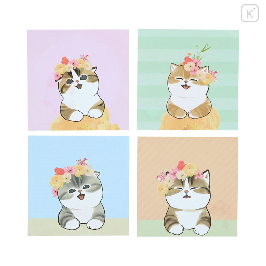 Japan Mofusand Hibiya Kadan Square Memo Pad - Flora Cat Bloom - 6
