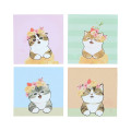 Japan Mofusand Hibiya Kadan Square Memo Pad - Flora Cat Bloom - 6