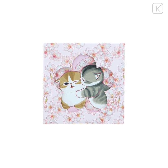 Japan Mofusand Hibiya Kadan Square Memo Pad - Sakura Flora Cat Cherry Blossom - 1