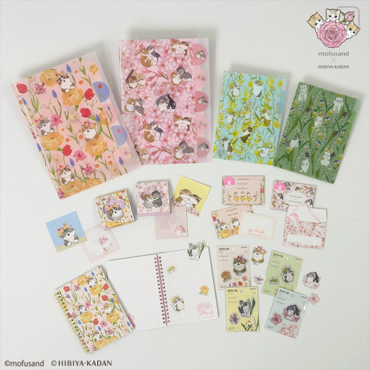 Japan Mofusand Hibiya Kadan Square Memo Pad - Sakura Flora Cat Cherry Blossom - 2