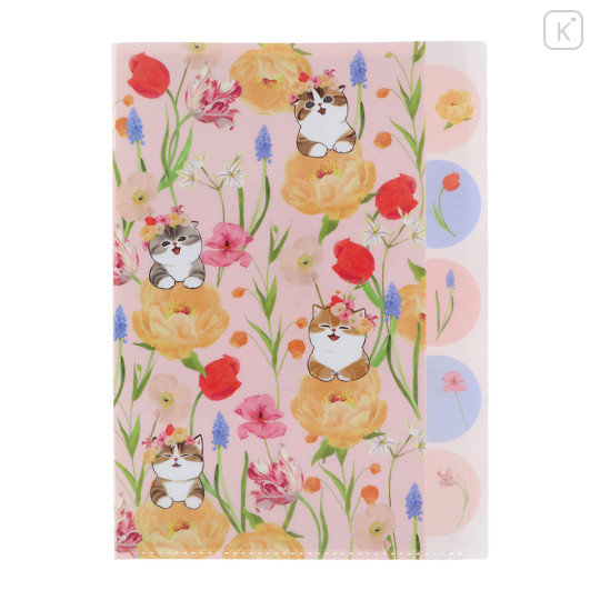 Japan Mofusand Hibiya Kadan 5 Pockets A4 Index File Holder - Flora Cat Bloom - 1