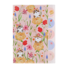 Japan Mofusand Hibiya Kadan 5 Pockets A4 Index File Holder - Flora Cat Bloom