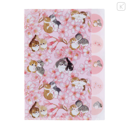 Japan Mofusand Hibiya Kadan 5 Pockets A4 Index File Holder - Sakura Flora Cat Cherry Blossom - 3