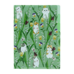 Japan Mofusand Hibiya Kadan 3 Pockets A5 Index File - Flora Cat Lily of the Valley