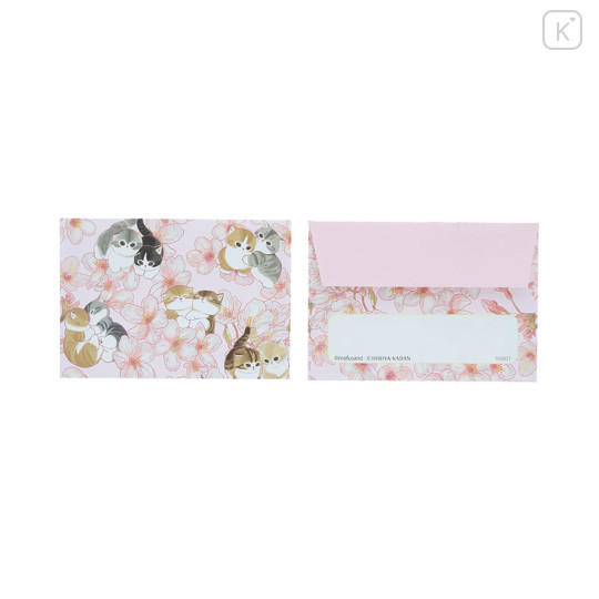 Japan Mofusand Hibiya Kadan Mini Letter Set - Sakura Flora Cat Cherry Blossom - 4