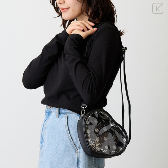 Japan Chiikawa Clear Pochette Crossbody Shoulder Bag - Chiikawa : Super Magical Chiikawa Clear Window Black Heart - 5
