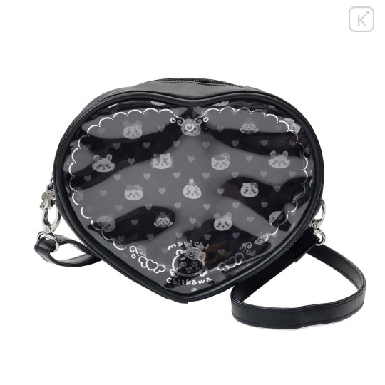Japan Chiikawa Clear Pochette Crossbody Shoulder Bag - Chiikawa : Super Magical Chiikawa Clear Window Black Heart - 6