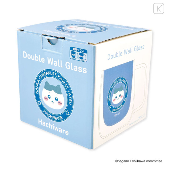 Japan Chiikawa Double Wall Glass Mug - Hachiware : Face - 7
