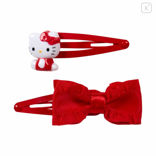 Japan Sanrio Original Hairpin Set - Hello Kitty : Ribbon Red - 1