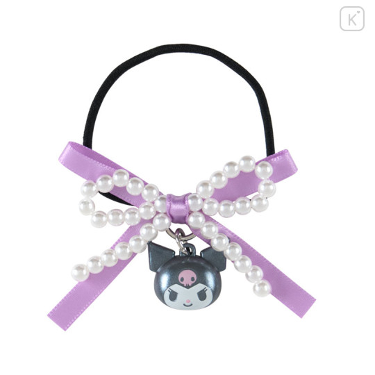 Japan Sanrio Original Kids Hair Tie - Kuromi : Swaying Charm Bead Ribbon - 1