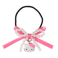 Japan Sanrio Original Kids Hair Tie - Hello Kitty : Swaying Charm Bead Ribbon