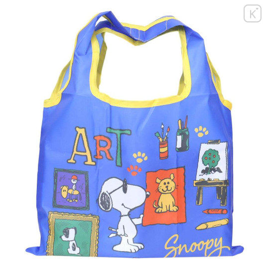 Japan Peanuts Eco Shopping Bag With Pocket (S) - Snoopy : Joe Cool Art - 1