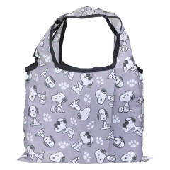 Japan Peanuts Eco Shopping Bag With Pocket (S) - Snoopy : Joe Cool Grey