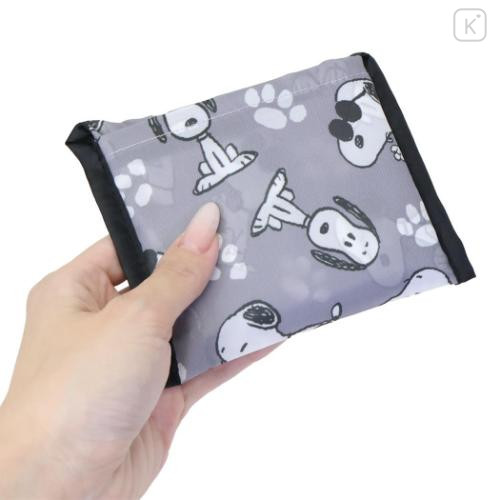 Japan Peanuts Eco Shopping Bag With Pocket (S) - Snoopy : Joe Cool Grey - 4