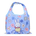 Japan Miffy Eco Shopping Bag With Pocket (S) - Miffy : Flower Purple Blue - 1
