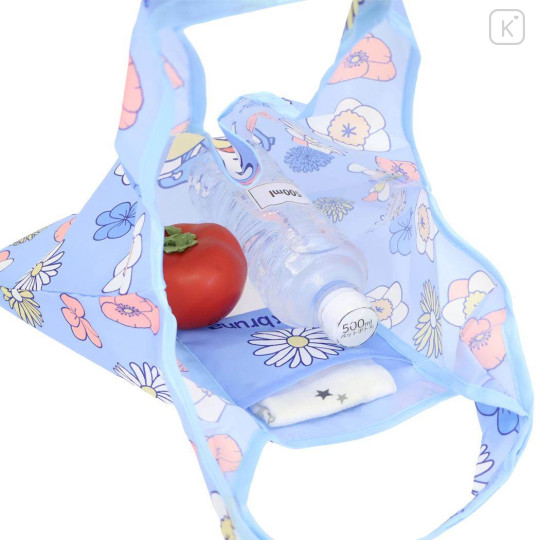 Japan Miffy Eco Shopping Bag With Pocket (S) - Miffy : Flower Purple Blue - 3