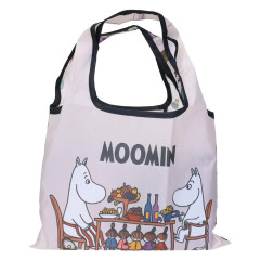 Japan Moomin Eco Shopping Bag With Pocket (S) - Moomintroll & Mom Beige