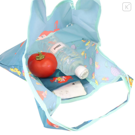 Japan Disney Eco Shopping Bag With Pocket (S) - The Little Mermaid : Deep Green - 3