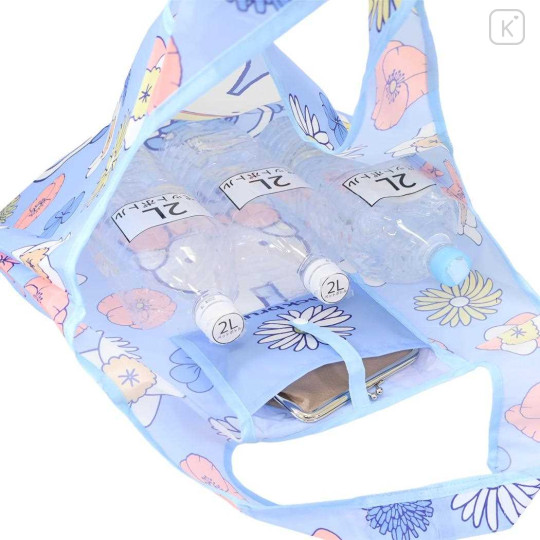 Japan Miffy Eco Shopping Bag With Pocket - Miffy : Flower Purple Blue - 3