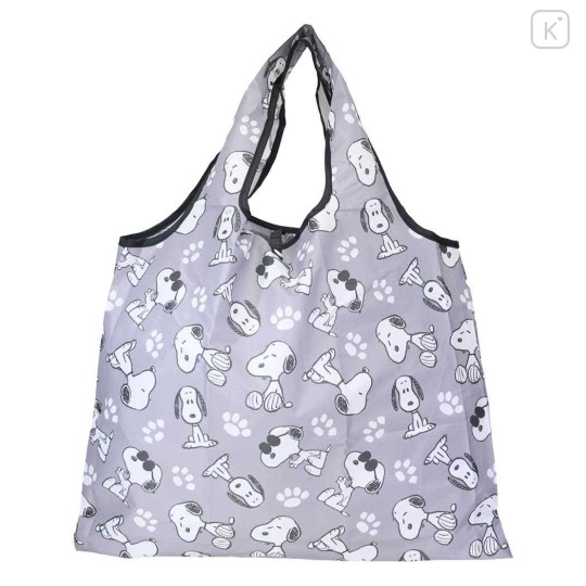 Japan Peanuts Eco Shopping Bag With Pocket - Snoopy : Joe Cool Grey - 1