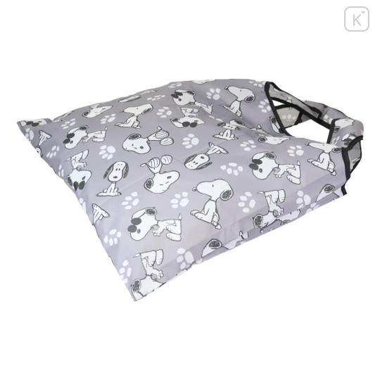 Japan Peanuts Eco Shopping Bag With Pocket - Snoopy : Joe Cool Grey - 2