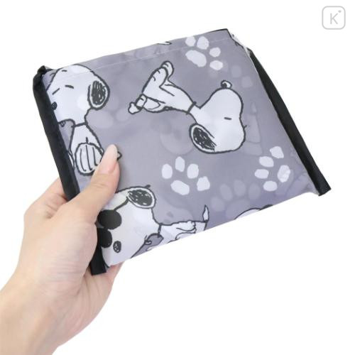 Japan Peanuts Eco Shopping Bag With Pocket - Snoopy : Joe Cool Grey - 4