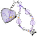 Japan Disney Store Heart-Shaped Mirror with Bead Keychain Strap Keychain - Daisy : Light Purple - 4
