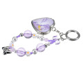 Japan Disney Store Heart-Shaped Mirror with Bead Keychain Strap Keychain - Daisy : Light Purple - 6