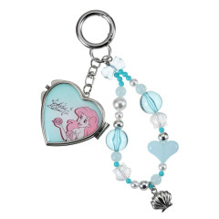 Japan Disney Store Heart-Shaped Mirror with Bead Keychain Strap Keychain - The Little Mermaid : Mint