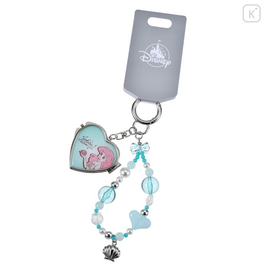 Japan Disney Store Heart-Shaped Mirror with Bead Keychain Strap Keychain - The Little Mermaid : Mint - 2