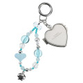 Japan Disney Store Heart-Shaped Mirror with Bead Keychain Strap Keychain - The Little Mermaid : Mint - 3