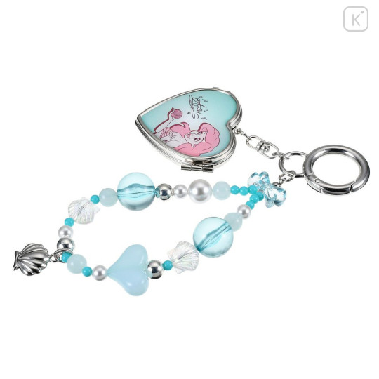 Japan Disney Store Heart-Shaped Mirror with Bead Keychain Strap Keychain - The Little Mermaid : Mint - 6