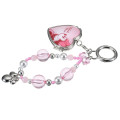 Japan Disney Store Heart-Shaped Mirror with Bead Keychain Strap Keychain - Minnie : Light Pink - 6