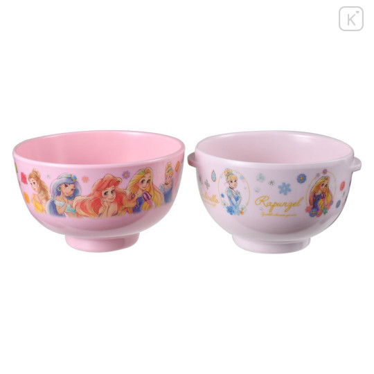 Japan Disney Store Kids Rice Bowl & Soup Bowl Set - Disney Princess : Pink - 1