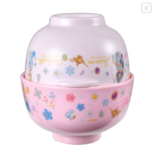 Japan Disney Store Kids Rice Bowl & Soup Bowl Set - Disney Princess : Pink - 4
