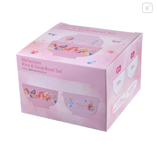 Japan Disney Store Kids Rice Bowl & Soup Bowl Set - Disney Princess : Pink - 7