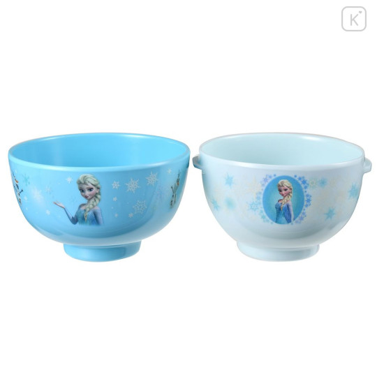 Japan Disney Store Kids Rice Bowl & Soup Bowl Set - Frozen Elsa : Blue - 1
