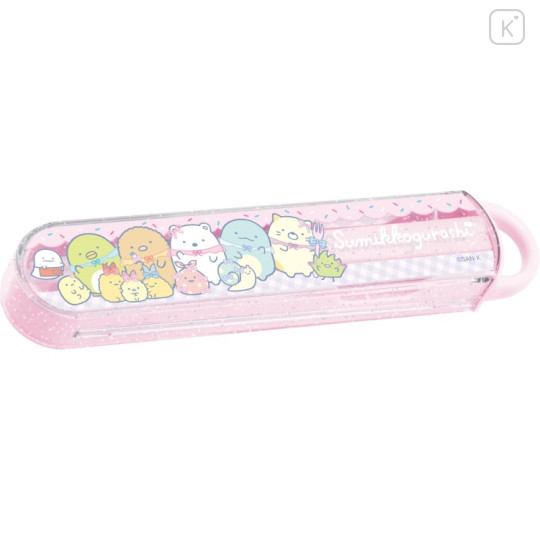 Japan San-X Chopsticks 16.5cm with Case - Sumikko Gurashi : Dessert Party Light Pink - 1