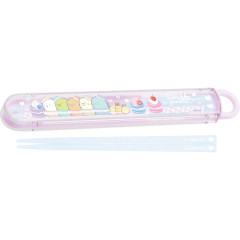 Japan San-X Chopsticks 16.5cm with Case - Sumikko Gurashi : Dessert Party Macaron Light Purple Blue