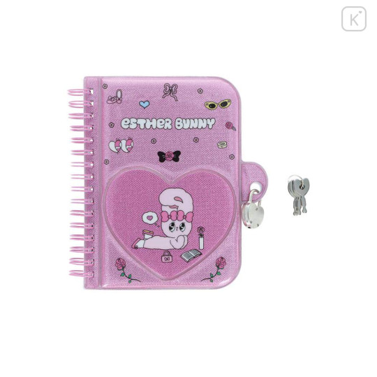 Japan Esther Bunny A6 Spiral Lockable Journal - Mochimochi Pink - 1